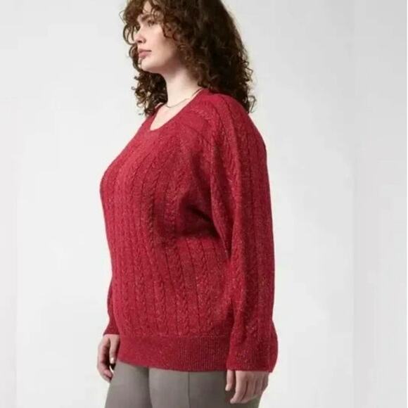 Athleta NWT Plus Size Red Crossroads Crew Sweater - Picture 2 of 8